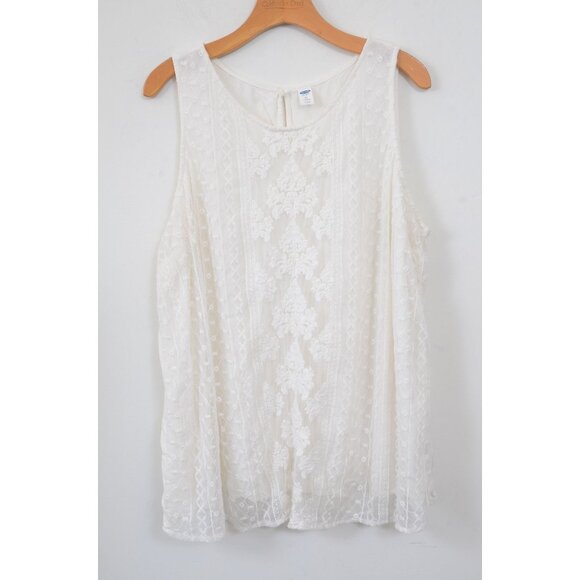 Old Navy PLUS Size 3X Embroidered-Mesh Tank Top Boho Feminine Cottagecore Top - Picture 3 of 11